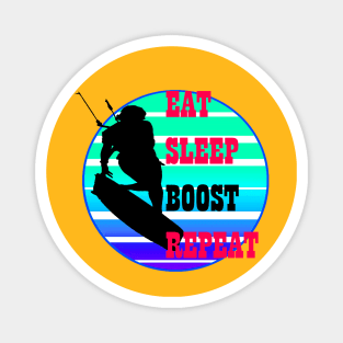 Eat Sleep Boost Repeat Female Kitesufer Retro Sunset Magnet